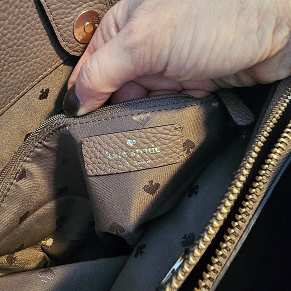 Kate Spade Jackson Leather Satchel Tote Triple Compartment Embossed Snake Trim - Picture 4 of 11